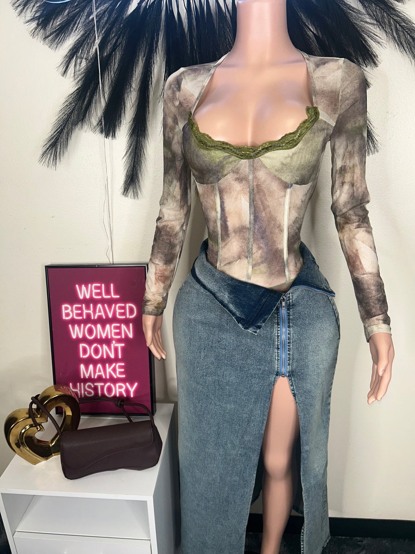 Take A Peak Denim Skirt